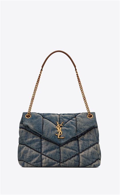 ysl puffer shoulder bag|ysl small denim puffer bag.